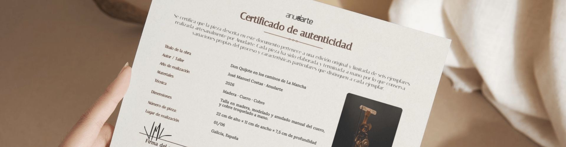 Referencia del Certificado de autenticidad de las obras